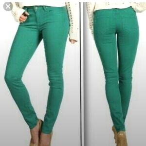 Paige Skyline Ankle Peg Jeans Kelly Green Womens 28 Waist